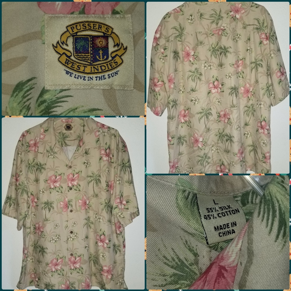 EXCELLENT PRE-OWNED CONDITION PUSSER WEST INDIES BUTTON UP SHIRT SIZE L